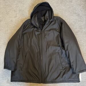 Calvin Klein 4XL Premium Car Coat Jacket Mens Hooded Black Double Zip Rain Repel